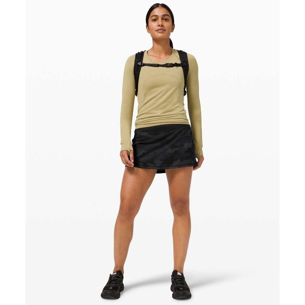 Lululemon Pace Rival Mid-Rise Skirt.Heritage 365 Camo Deep Coal Multi/Black.Sz 4 - Picture 14 of 15